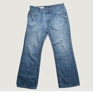 Marc Ecko Bootcut Jeans Men Size 38 Blue Denim Fleur De Lis Embroidered